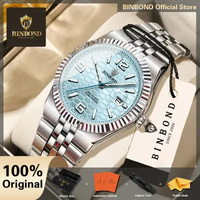 BINBOND Original Brand Quartz Wristwatches For Men Luxury Luminous Waterproof Men's Watch Reloj Para Hommes Marca De Luxo +Box