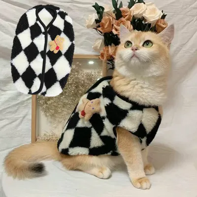 Fashion Sphynx Cat Sweater Cardigan for Cats Gotas Winter Warm Pet Fleece Clothes Garfield Katten Dog Jackets Mascotas Clothing