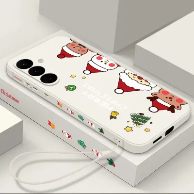 Christmas Snowman Print Phone Case For Samsung Galaxy A18 A57 A37 A17 A56 A16 A36 A55 A54 S26 S24 S23 Ultra S25 FE Lanyard Cover