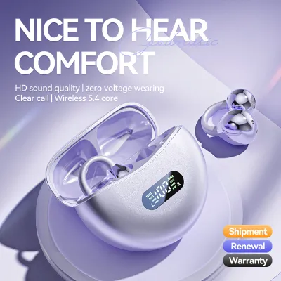 Wireless Bone Conduction HIFI Bluetooth 5.4 Earbuds Clip On Ear With Mic Digital Display Waterproof Sport Headsets 2025