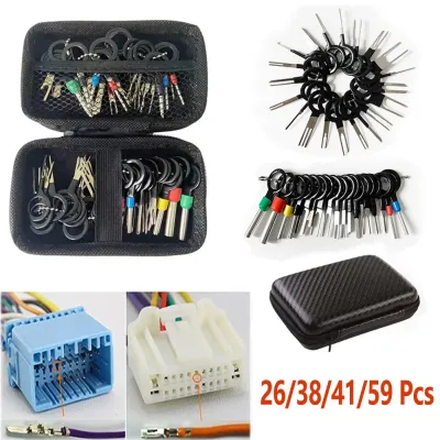 26/38/41/59Pcs Automotive Plug Pullers Car Terminal Removal Repair Tools Electrical Wiring Crimp Connector Pin Extractor Kit