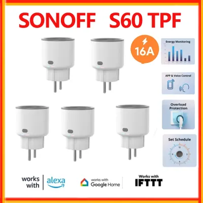 SONOFF S60 TPF Wifi Smart Plug with Energy Monitor Voice Control 16A EU Smart Socket Via eWelink APP Work with Alexa Google Home