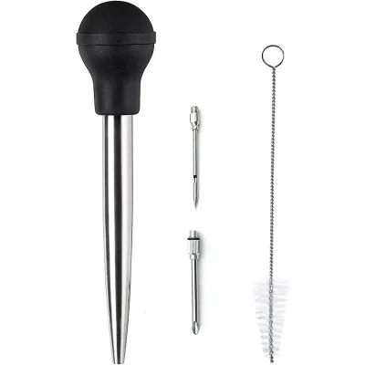 Turkey Syringe Baster with Cleaning Brush, 2 Marinade Injector Needles for Butter Dripping, Roasting Juices for Poultry