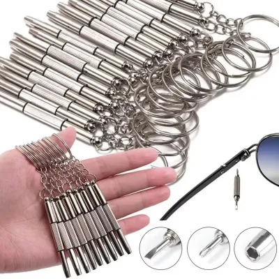 2-12pcs Glasses Screwdriver Eyeglass Screwdriver Watch Repair Kit with Keychain Portable Hand Tools Precision Screwdriver Tools