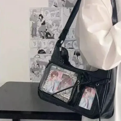 SS Y2k Harajuku Shoulder Bag Women Korean Transparent Ita Bag School Crossbody Bag Female Japanese Designer Preppy Handbag Purse