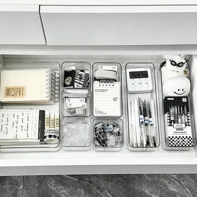Stackable Acrylic Drawer Organizer Adjustable Divider Trays For Cosmetics Modular Makeup Storage Box