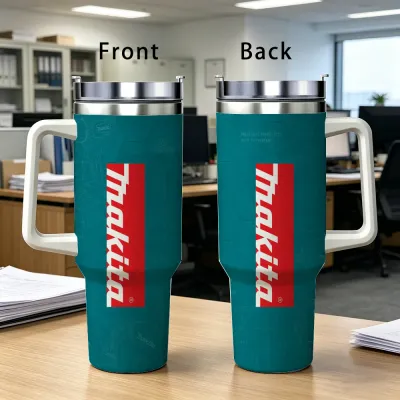 Logo M-Makitas Tool Vacuum Flasks 40oz Stainless Steel Insulated Tumbler with Handle Straw