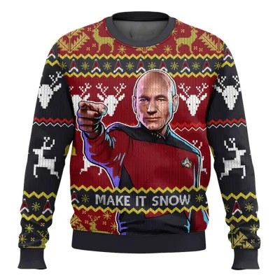 Captain Picard Star Trek Ugly Christmas Sweater Cartoon Anime Women Men Pullover Tops 2026 New Fashion Couple Hoodie Sweatshirt