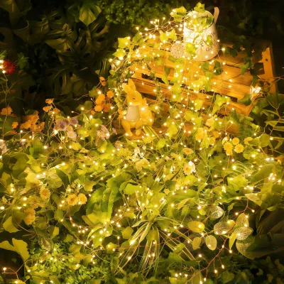 Outdoor Waterproof Lamp Solar Powered LED String Lights 8 Modes Firecracker Fairy Light for Patio Balcony Garden Christmas Decor