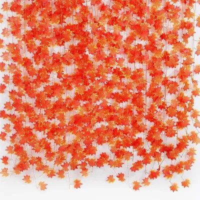 230cm Artificial Maple Leaves Hanging Vine Fall Leaf Garland Autumn Fake Plants for Wedding Party Home Thanksgiving Decoration