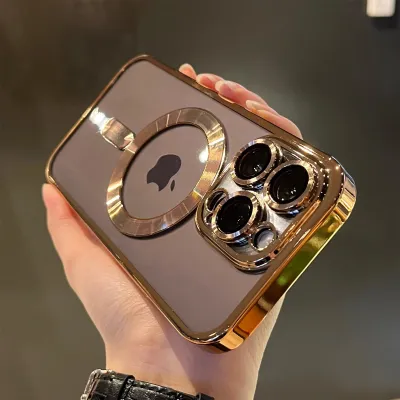 Luxury Magnetic Plating Clear Case For Magsafe Wireless Charging iPhone 11 12 13 14 15 16 17 Pro Max Air Plus Shockproof Cover