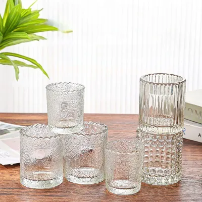 Candle Cup Transparent Glass Candle Holder Home Bedroom Decoration Wedding Centerpieces for Tables