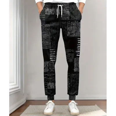 Men's 2026 Sweatpants Fashion Striped Printed Joggers Slim Fit Pants Casual Lounge Pants With Pockets Autumn Winter Streetwear