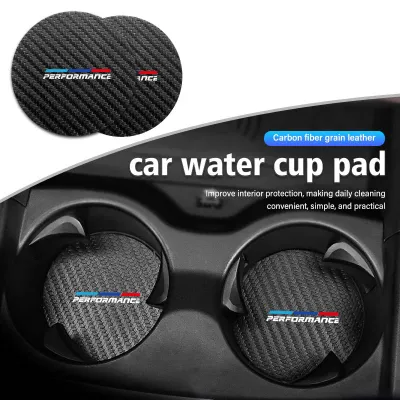 2pcs Car Style Coaster Mat Carbon Fiber Cup Holder Mat Non-slip Accessories For BMW 1 2 3 5 7 Series X1 X2 X3 X4 X5 X6 G20 G30