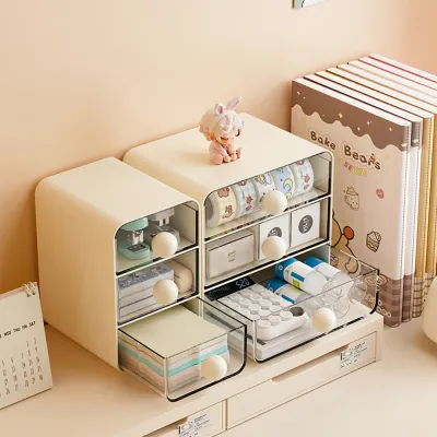 Desktop Drawer Storage Box Desk Pen Holder Multi-Compartment Storage Shelf Cosmetic Stationery Organizer for Home Office Use