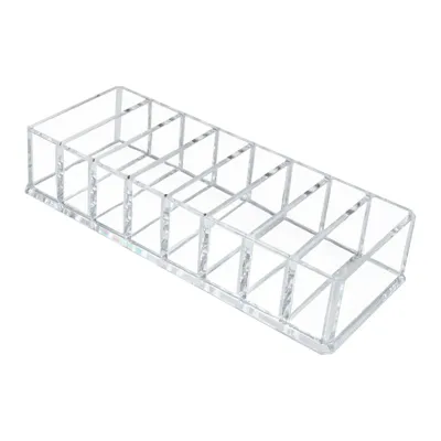Clear Acrylic Compact Organizer 8 Spaces Clear Vanity Drawer Organizer for Eyeshadow Vanity Lipstick Bathroom Countertop