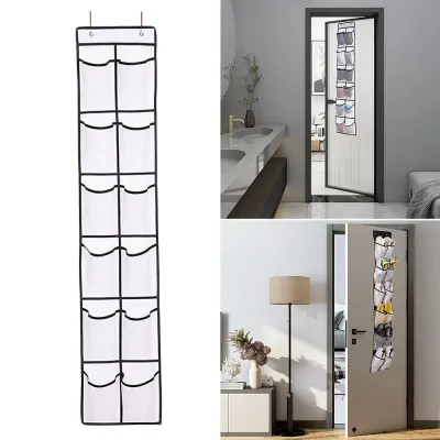 12 Pockets Shoe Underwear Hanging Holder with 2 Hooks Over Door Hooks Hanging Bag Shoes Organizer Mesh Storage Bag for Home Dorm