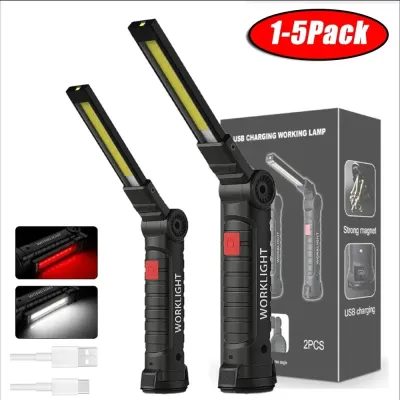 USB-заряжаемый COB LED рабочий светильник, магнитный фонарь, сверхяркий складывающийся фонарь с крючком для кемпинга, экстренных ситуаций и ремонта автомобиля