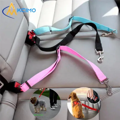 Kcimo Adjustable Pet Car Seat Belt for Dogs and Cats Safety Harness Lead Clip Restraint Leash for Secure Travel in Car Back Seat