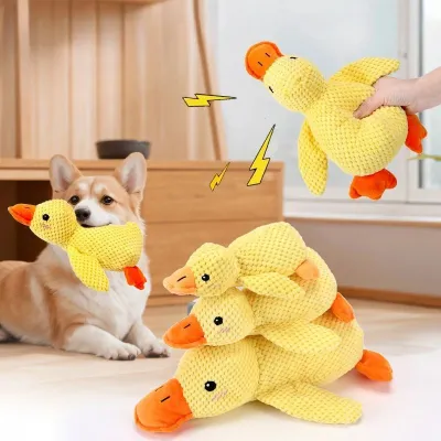 Dog Chewing Toy Plush Squeaky Companion Sleeping Duck Teeth Cleaning Puppy Toy Bite Resistant Training Dog Plush Toy Supplies