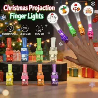 24pcs Christmas Projection Finger Lights LED Flash Finger Lamp Party Favors Random Pattern Xmas Stocking Stuffer Holiday Decor