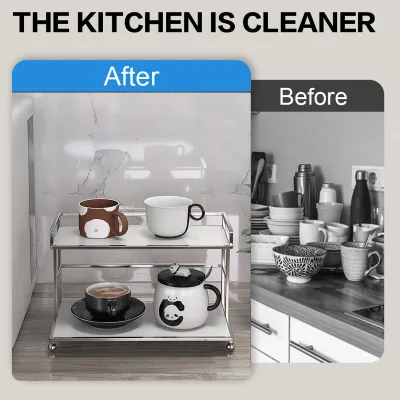 1 Pcs Counter Storage Rack for Home Dresser Kitchen Spice Office (White)