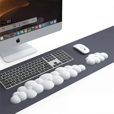 Cloud Shape Wrist Rest Pad Soft PU Material Anti-Slip Rubber Base Memory Foam for 100 Keys 87 Keys 68keys Keyboard Mousepad