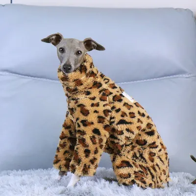 S-3XL Winter Plush Printed Pet Dog Clothes Whippet Italian Greyhound High Neck Warm Stretch Jumpsuit New Dog Jacket Coat Sweater