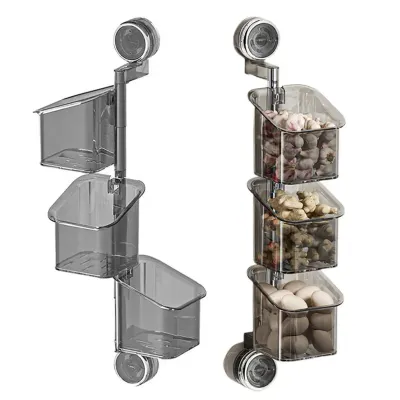 Bathroom Essentials Storage Solution Storage Shelf Rotating Suction Cup Kitchen Organizer with Drainage Holes for Efficient