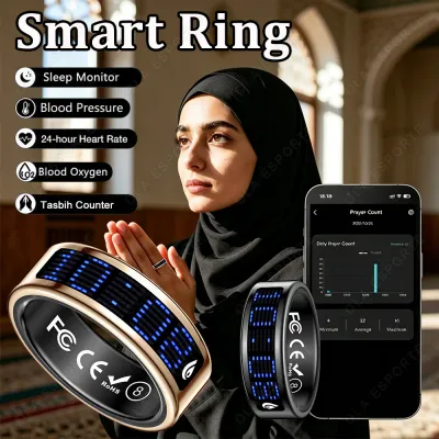 New Fashion Healthy Smart Ring Waterproof Heart Rate/Sleep/Blood Oxygen Monitoring For Men Women Muslim Prayer Smart Rings HT30
