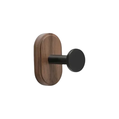 Practical No Drilling Suction Cup Hook Solid Wood Reusable Wood Hook Self-Adhesive Walnut Finish Wall Mount Hook Door Hanging