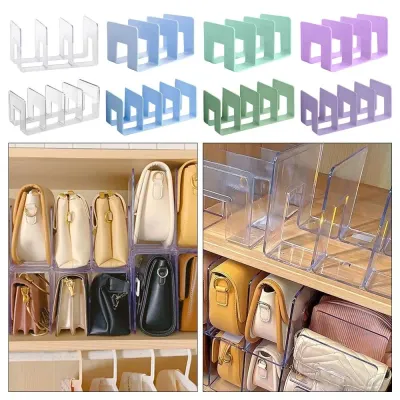 1Pcs Durable Purse Luxury Bag Bag Divider Shelf Plastic 3/4 Grids Handbag Storage Rack Transparent Wardrobe Display Racks