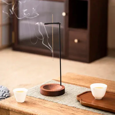 Creative Upside Down Incense Burner Incense Stick Holder Wooden Round Incense Tray Ornament Bedroom Home Yoga Decoration Crafts