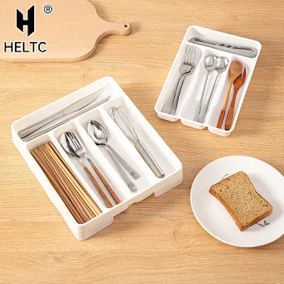 4/5 Compartments Cutlery Organizer Daily Drawer Divider Tray Rectangle Easy Clean Home Kitchen Spoon Fork Separation Box