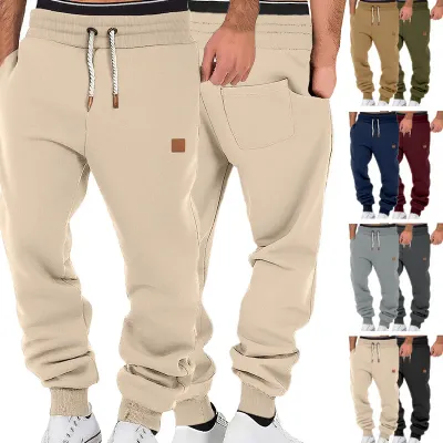 Mens Jogger Pants Solid Color Stacked Sweatpants Casual Loose Fit Streetwear Spring Autumn Tapered Trousers