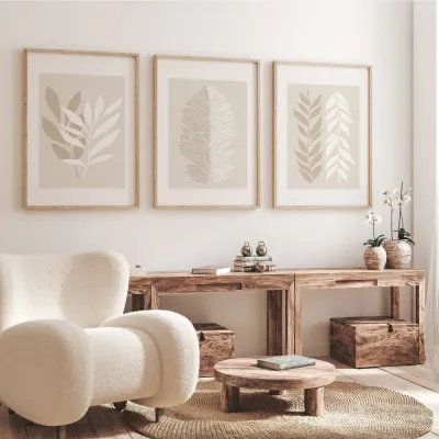 Neutral Wall Prints Botanical Wall Art Decor Plant Botanical Wall Art Beige Prints Set of 3 Beige Boho Art Beige Home Decor Gift