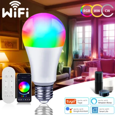 Tuya WIFI Smart Light Bulb E27 RGBCW WiFi Color Changing Led Bulbs Compatible with Alexa and Google Home Assistant AC 85-265V