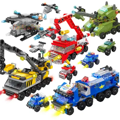 NEW Engineering Cement Mixer Engine Mini Loader Truck Special Police Car Classic Model Building Blocks Sets Bricks Toy City