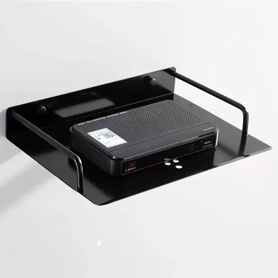 Black/Silver TV Box Router Set-top Boxes Player Single-layer Aluminum Wall Mount Storage Shelf Bracket Holder Stand Rack