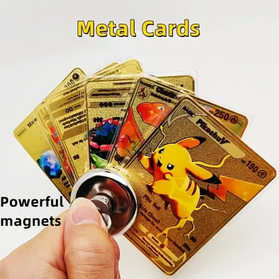Pokemon English Metal Game Collection Card Anime Figure Charizard Pikachu Blastoise Mewtwo Battle Collection Carte Card Toy Gift