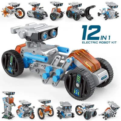 12-in-1 STEM Robot Building Kit Toys DIY Engineering Construction Set Educational Science Experiment Gift for Kids Teens