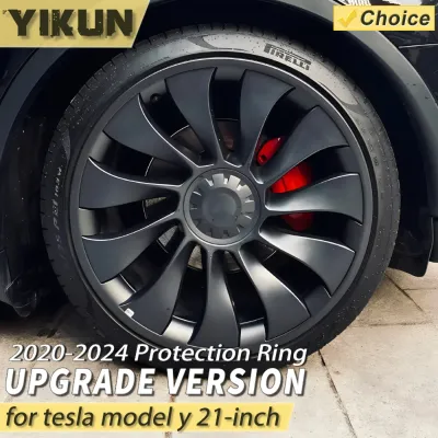 4PCS For Tesla Model Y 21 Inch Wheel Hub Protection Ring ABS Rim Protector Patch Guard Covers Accessories Exterior 2018-2024