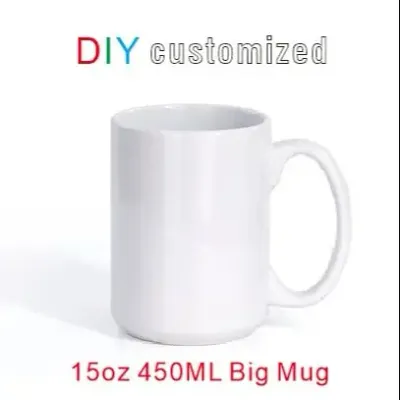 450ML 15oz Big Cup DIY Customized Ceramic Mug Personalized Mugs Coffee Milk Cup Creative Present Cute Gift Print Picture