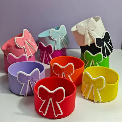 1Pc Cute Bow Silicone Water Bottle Boot for Stanley Cup 40/30oz Tumbler Cup Protective Cover Cup Bottom Sleeve Cup Accessories