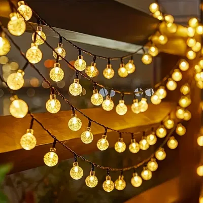1 шт. Сонячна водостійка кристальна глобусна гірлянда LED-лейки для зовнішнього саду, патіо, заднього подвір’я та весільної вечірки