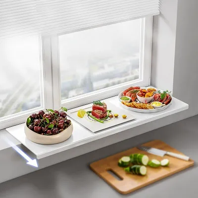 Magnetic No Drill Windowsill Extender Countertop Extension Shelf Strong Load Bearing Corner Wide Board Kitchen Organizer