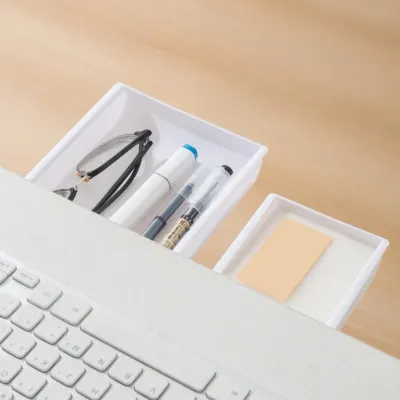 under Desk Drawer Self-Adhesive Slide Out Organizer under Desk Hidden Pull-out Storage Box for Makeup Tools Pens Stationery