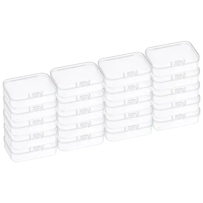 Clear Storage Box with Hinged Lid, Plastic Stackable Rectangle Organizer Container for Bead Jewelry Small Item Art Craft Project
