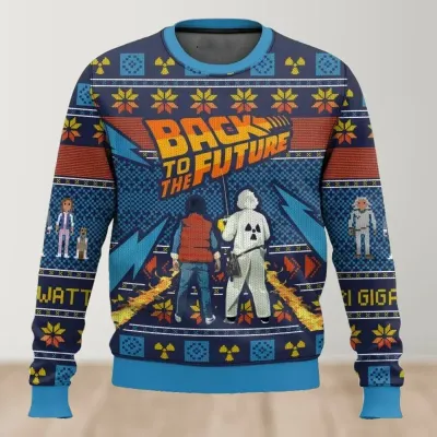 2026 autumn and winter Back To The Future Ugly Christmas sweaters, cartoon anime men's and women's pullovers, sportswear