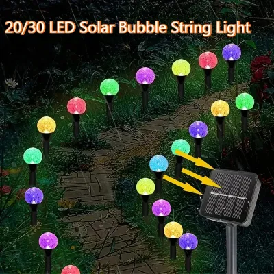 20 LED/30 LED Outdoor Bubble Ball Lawn Lights 8 Modes Waterproof Solar Pathway String Lights for Patio Garden Lawn Camping Decor